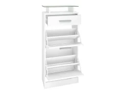 Conjunto de armario Loret V2 Mini, Carcasa en blanco mate / Frente en frambuesa alto brillo