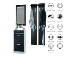 Conjunto de armario Loret V2 Mini, Carcasa en blanco mate / Frente en negro mate