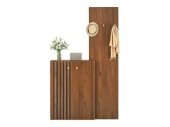 Conjunto de armario/guardarropa moderno - 115 x 38,5 x 191,5 cm - con zapatero + ganchos y barra para ropa - MDF - marrón