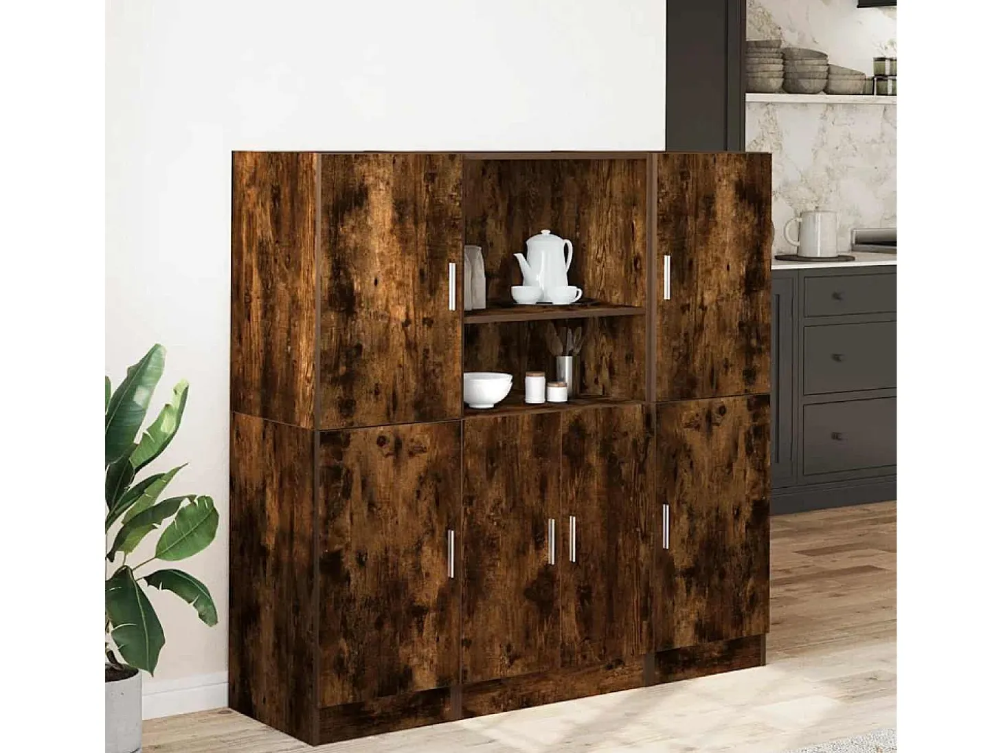 Conjunto de gabinetes de cocina de 3 piezas de roble ahumado