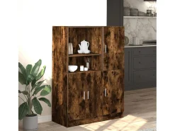 Conjunto de gabinetes de cocina de 2 piezas de madera de ingeniería de roble ahumado