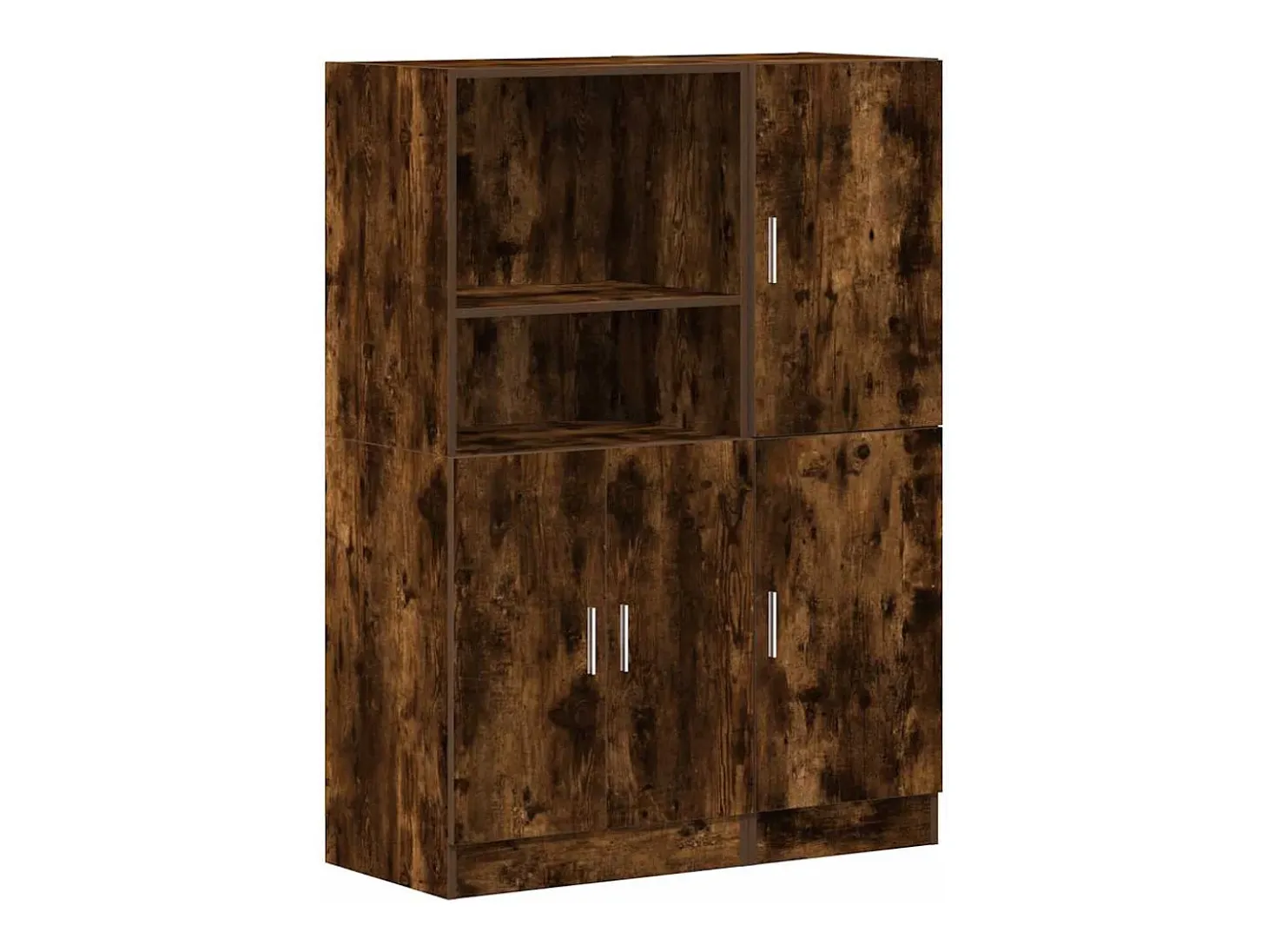 Conjunto de gabinetes de cocina de 2 piezas de madera de ingeniería de roble ahumado