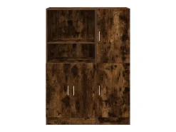 Conjunto de gabinetes de cocina de 2 piezas de madera de ingeniería de roble ahumado
