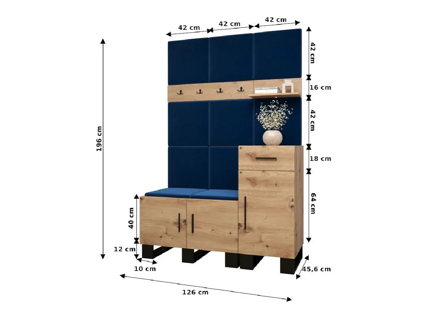 Conjunto de guardarropa Artin 5 196/126/46 (Roble/Manila 18)