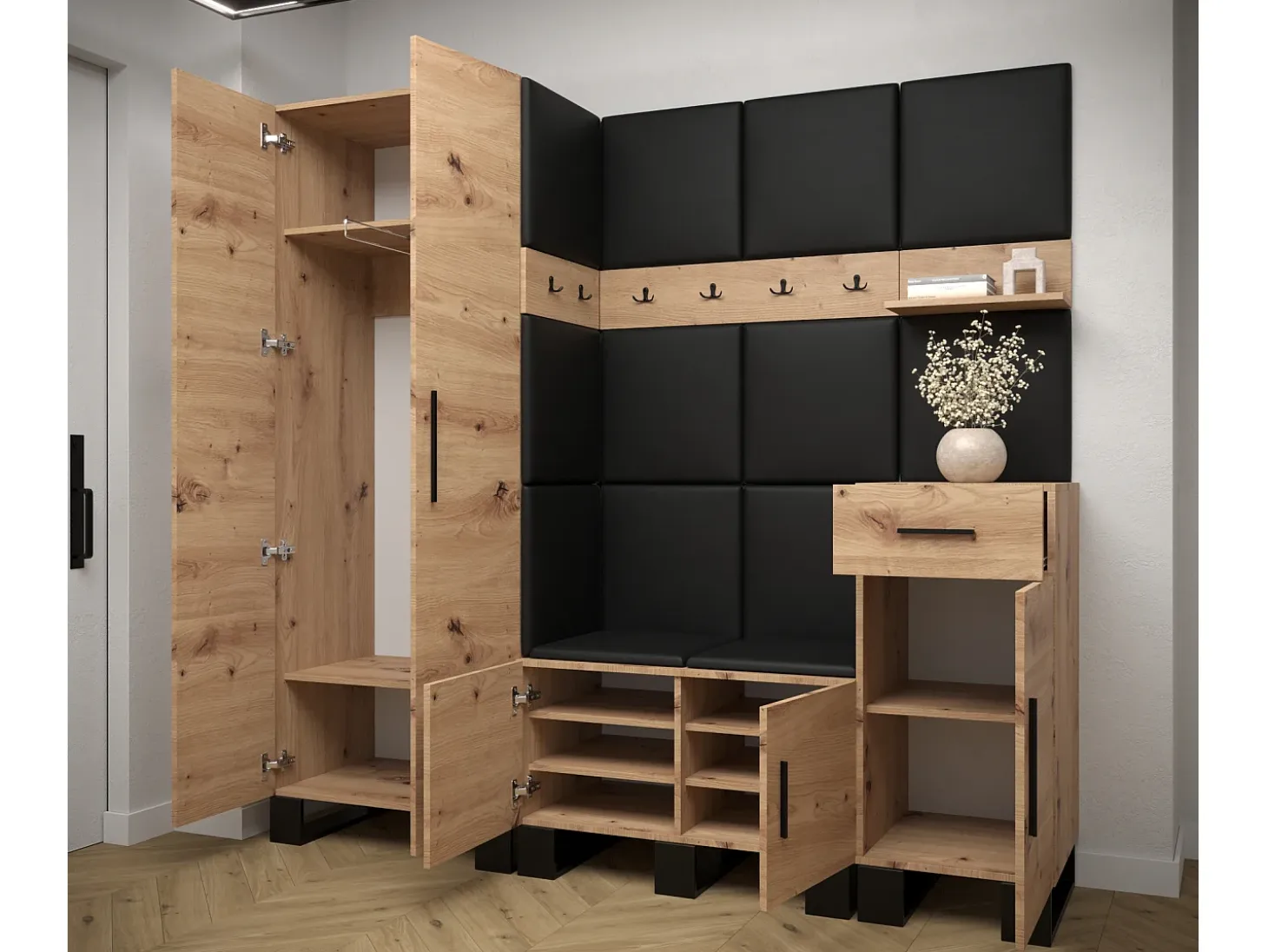 Conjunto de guardarropa Artin 1 196/200/46 (Roble/Manila 18)