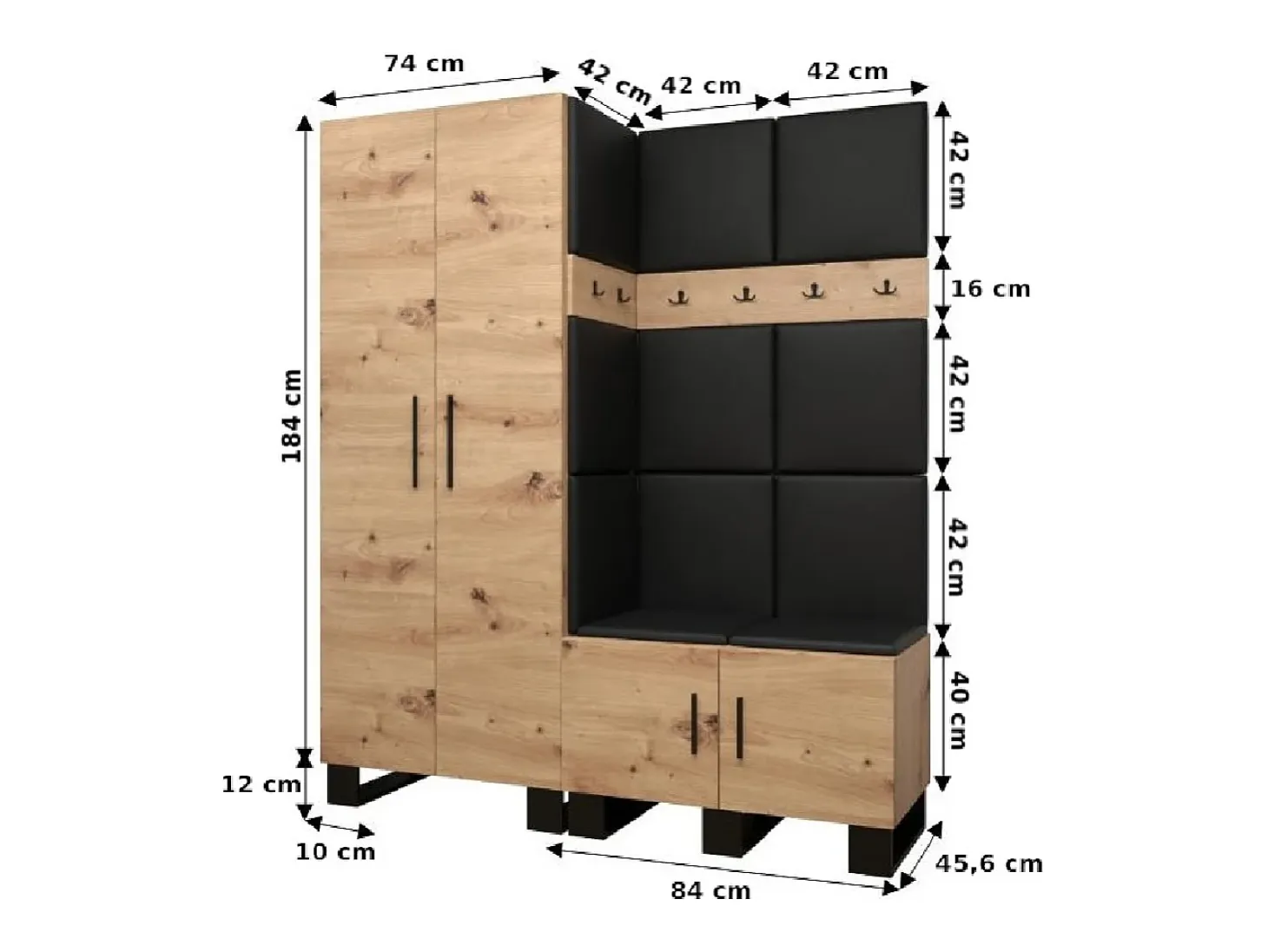 Conjunto de guardarropa Artin 2 196/158/46 (Roble/Manila 16)