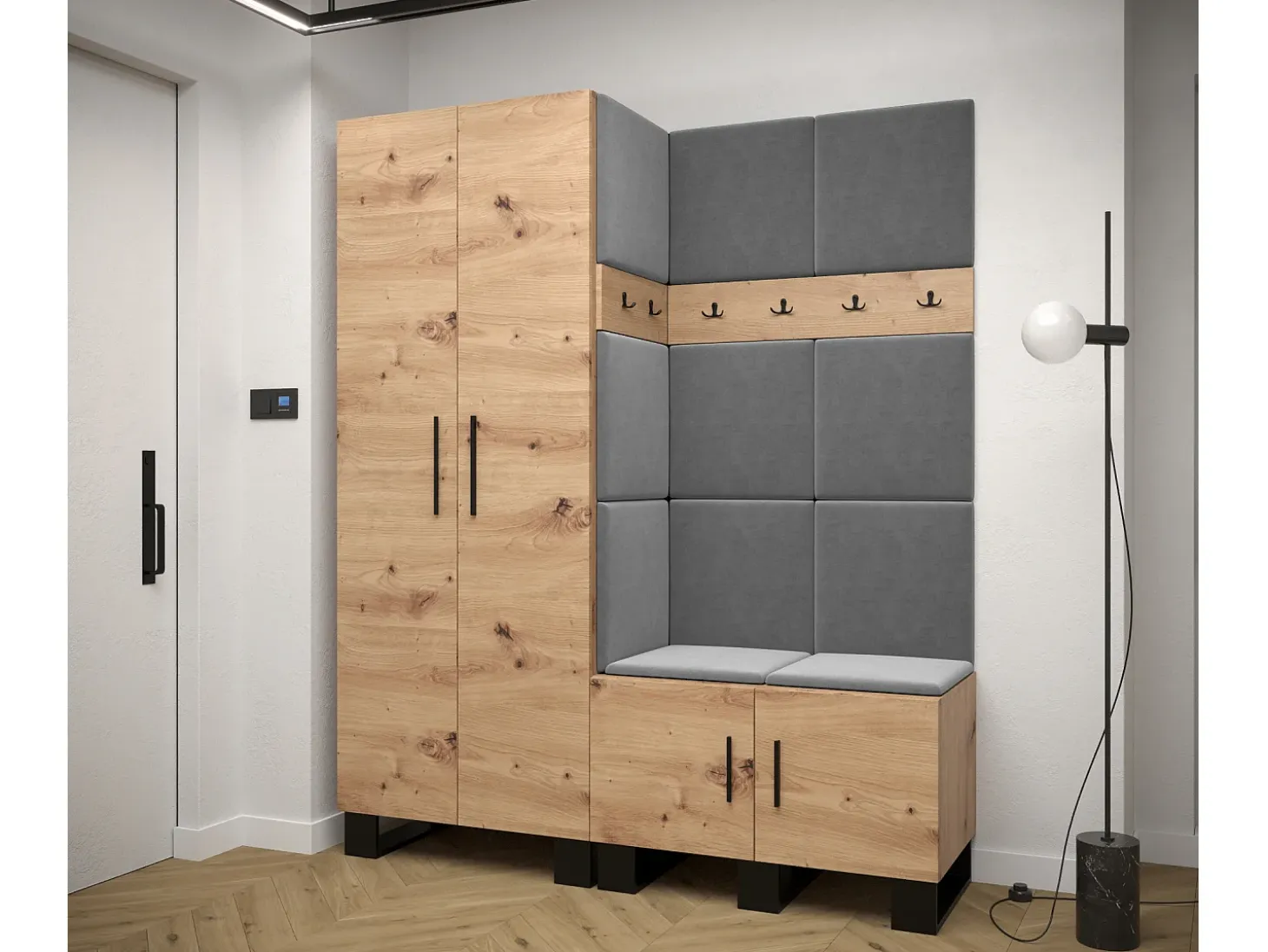 Conjunto de guardarropa Artin 2 196/158/46 (Roble/Manila 16)