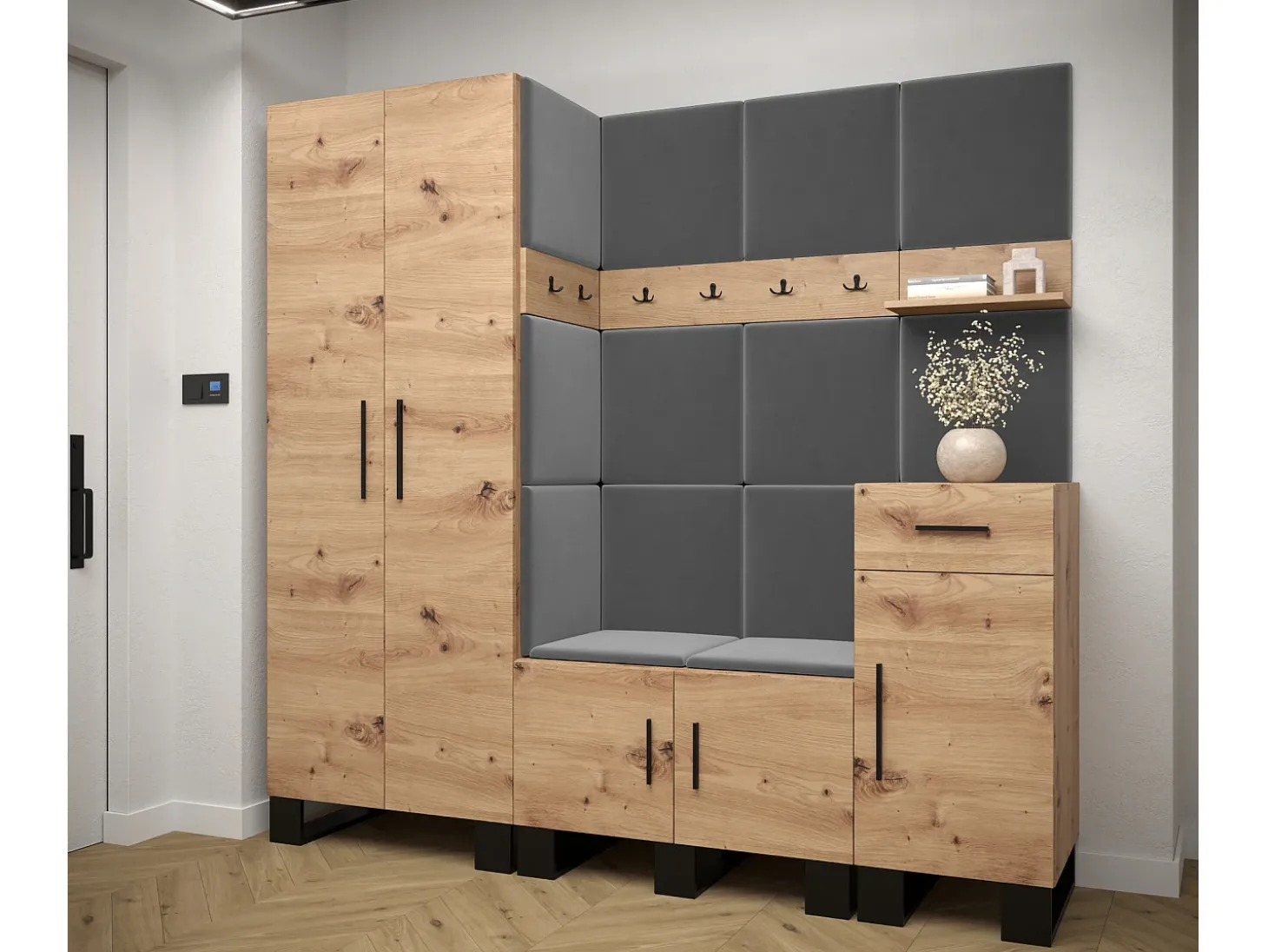 Conjunto de guardarropa Artin 1 196/200/46 (Roble/Manila 16)