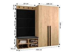 Conjunto de guardarropa Miro 5 184/184/42 (Blanco/Manila 18)