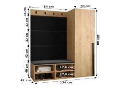 Conjunto de guardarropa Miro 6 184/134/42 (Roble/Manila 18)
