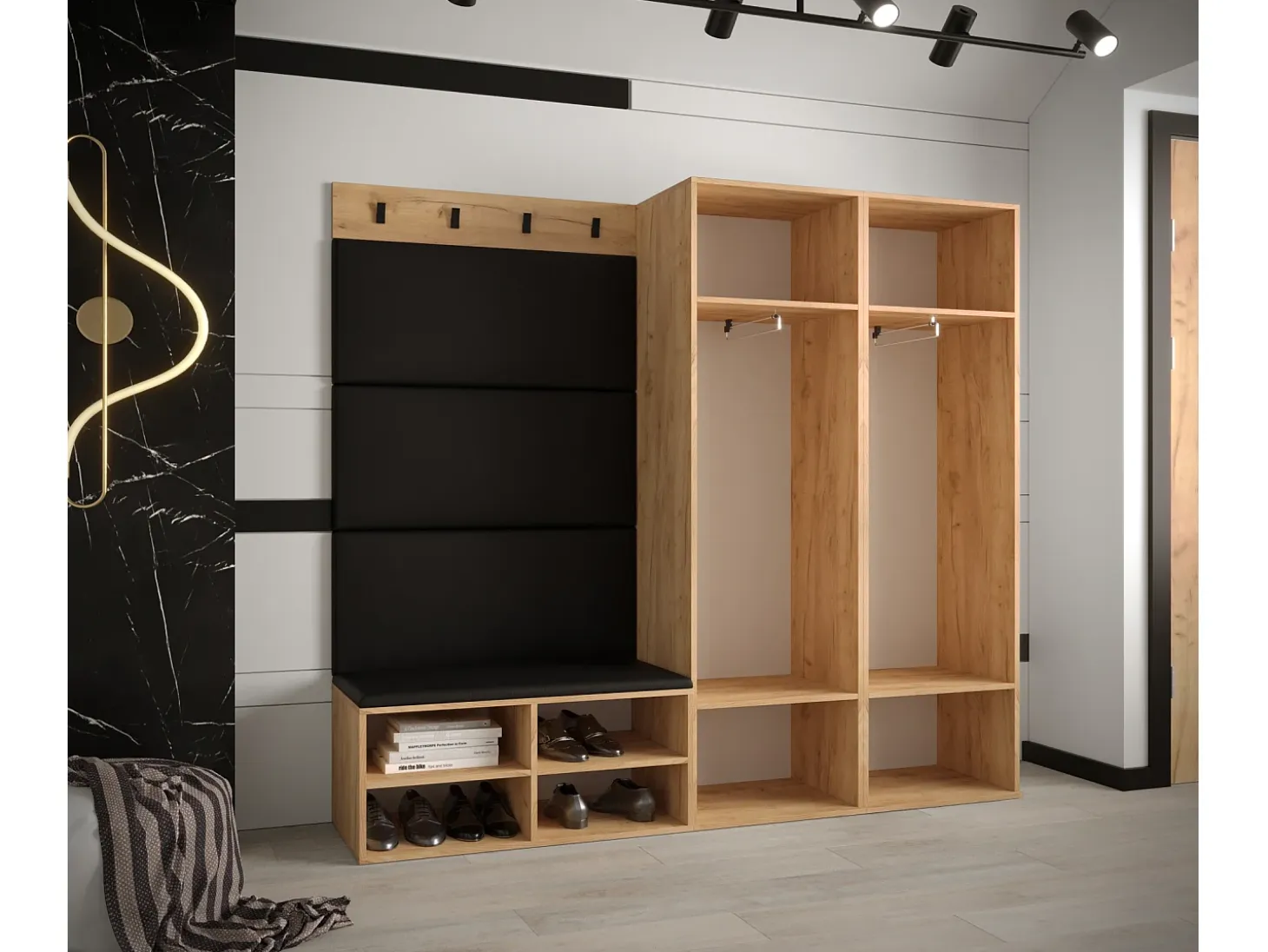 Conjunto de guardarropa Miro 5 184/184/42 (Roble/Manila 16)
