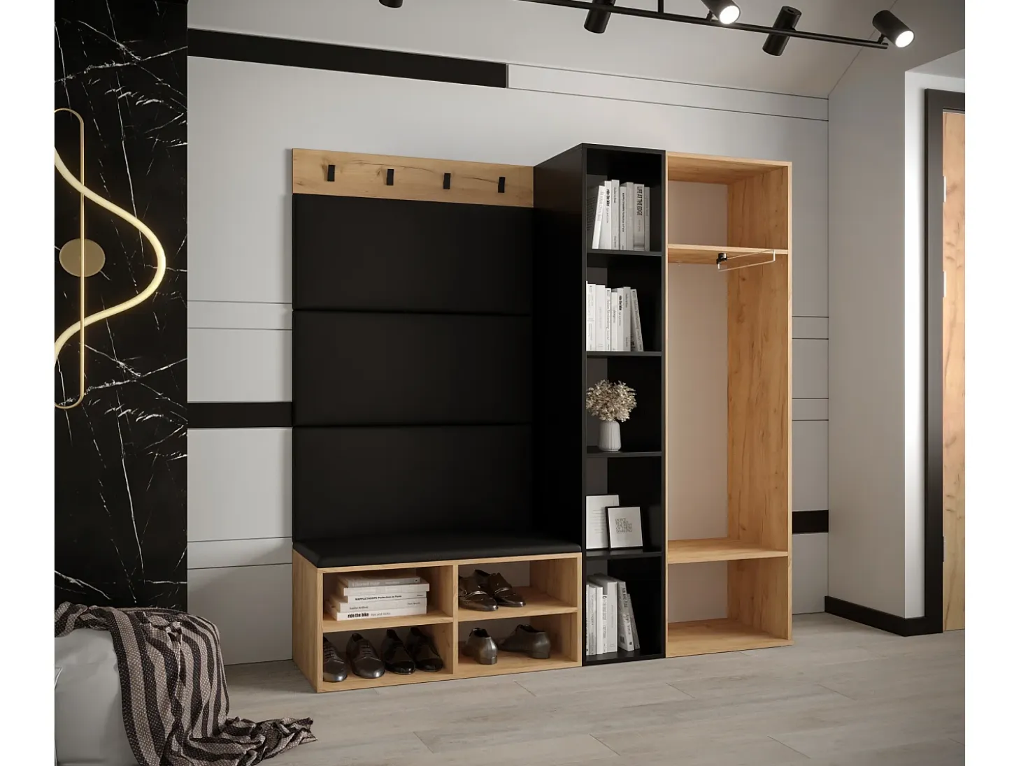 Conjunto de guardarropa Miro 1 184/164/42 (Roble/Manila 02)