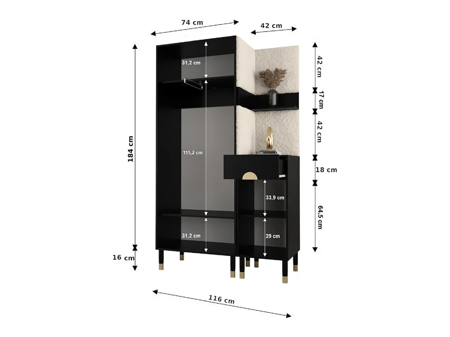 Conjunto de guardarropa Palermo 16 200/116/46 (Kashmir/Poso 60)