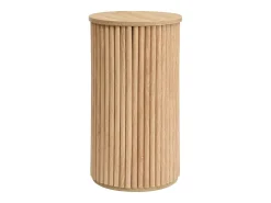 Conjunto de mesa de centro - Tablero redondo - Diseño de rayas verticales - MDF - Natural