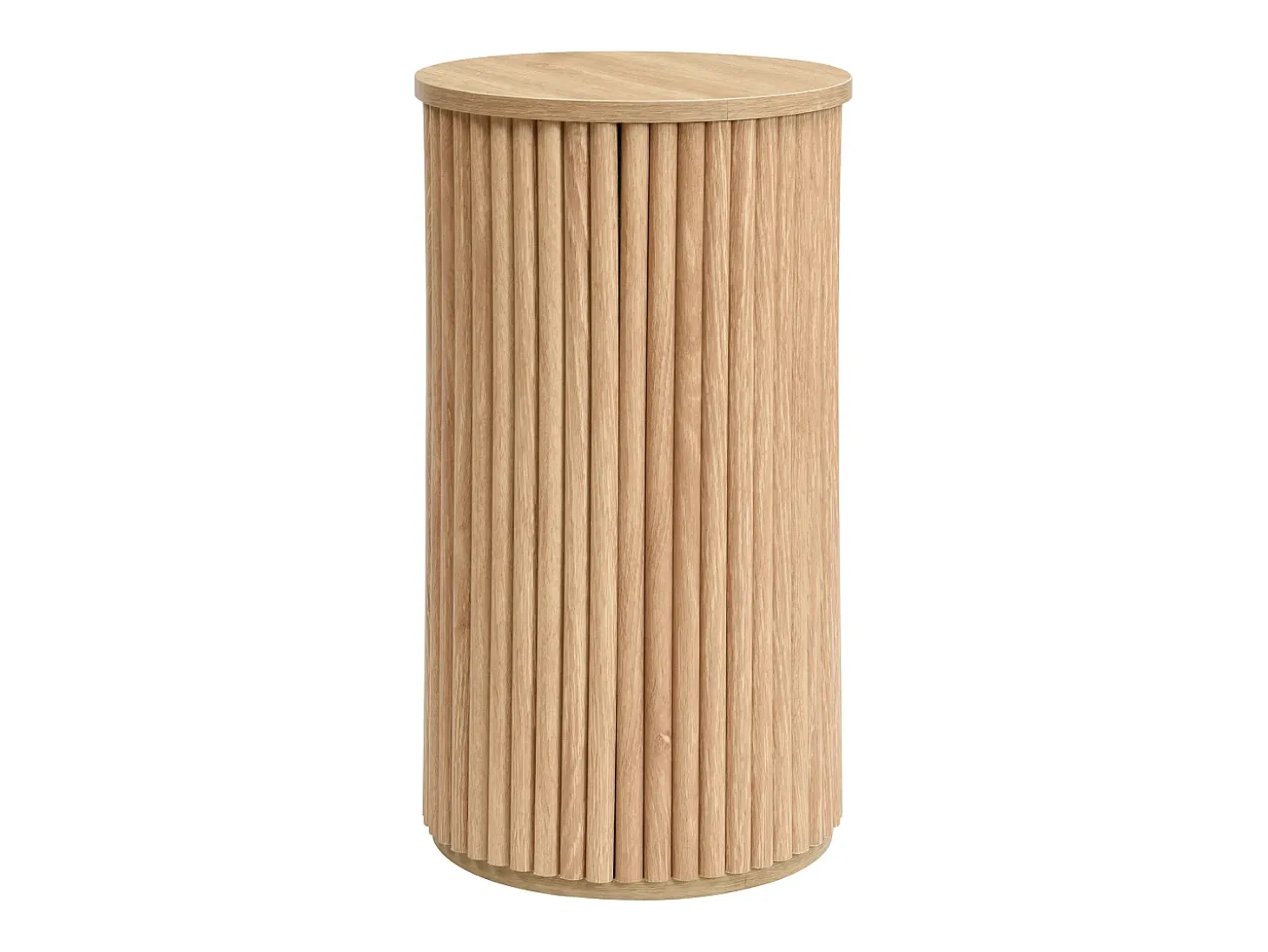 Conjunto de mesa de centro - Tablero redondo - Diseño de rayas verticales - MDF - Natural