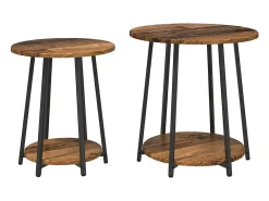 Conjunto de mesas auxiliares 2 piezas Madera vieja y Negro
