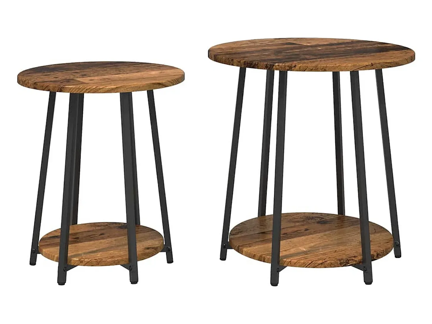 Conjunto de mesas auxiliares 2 piezas Madera vieja y Negro