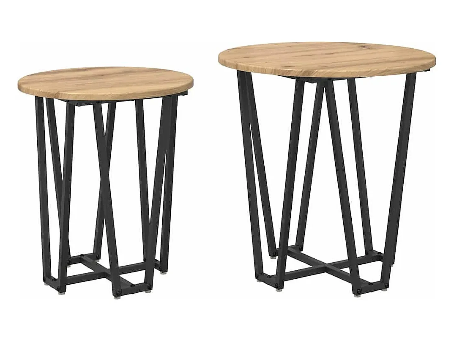Conjunto de mesas auxiliares 2 piezas Roble Artisan y Negro