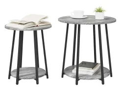Conjunto de mesas auxiliares 2 piezas Gris sonoma y Negro