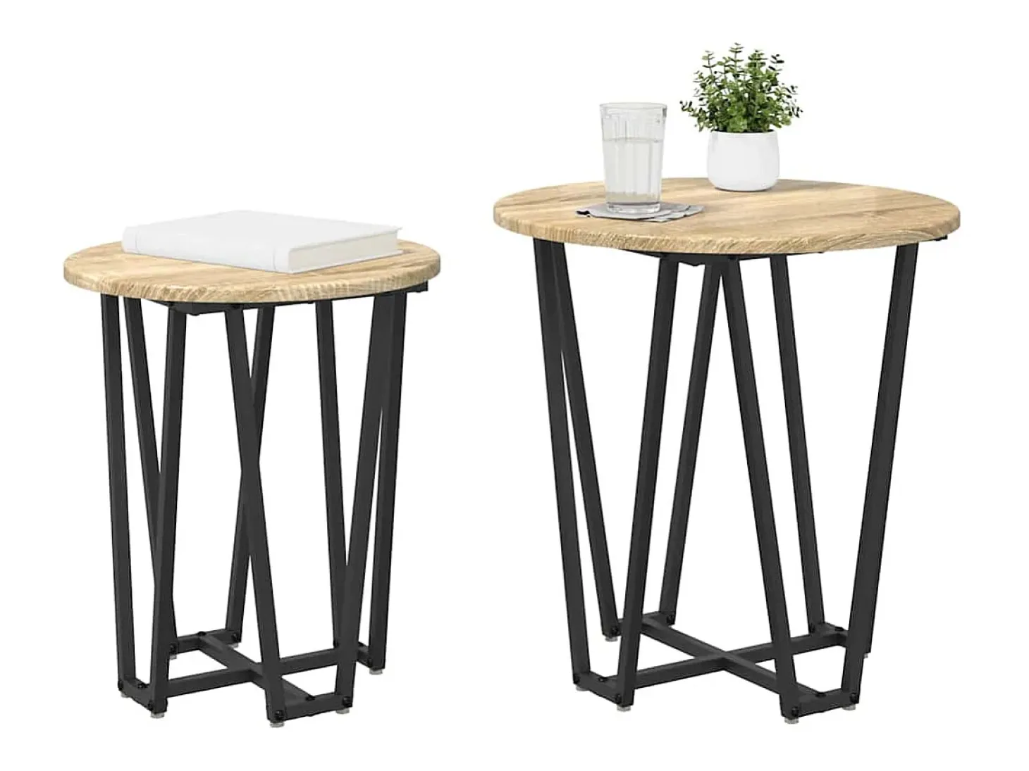 Conjunto de mesas auxiliares 2 piezas Roble Sonoma y Negro