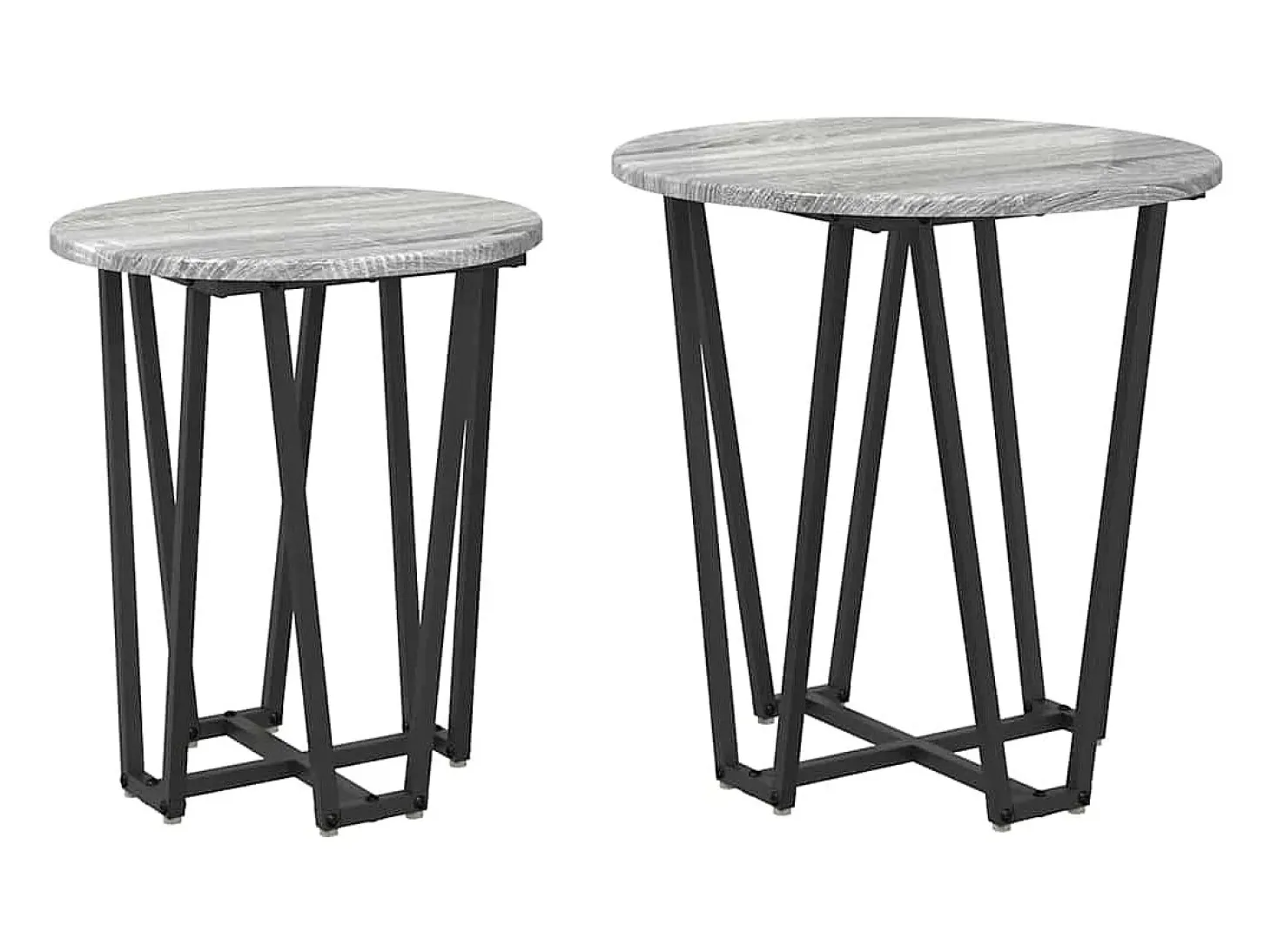 Conjunto de mesas auxiliares 2 piezas Gris sonoma y Negro
