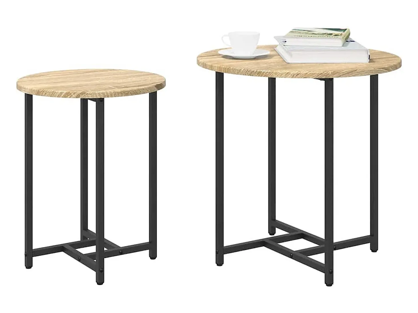 Conjunto de mesas auxiliares 2 piezas Roble Sonoma y Negro