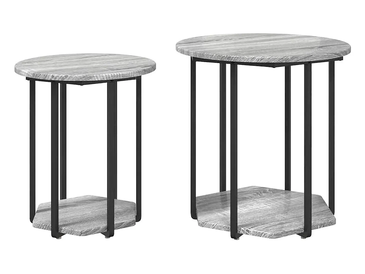Conjunto de mesas auxiliares 2 piezas Gris sonoma y Negro