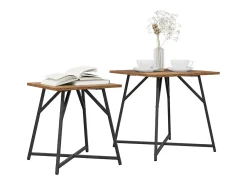 Conjunto de mesas auxiliares 2 piezas Madera vieja y Negro