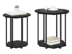 Conjunto de mesas auxiliares con estante 2 piezas Roble negro