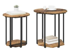 Conjunto de mesas auxiliares 2 piezas Madera vieja y Negro
