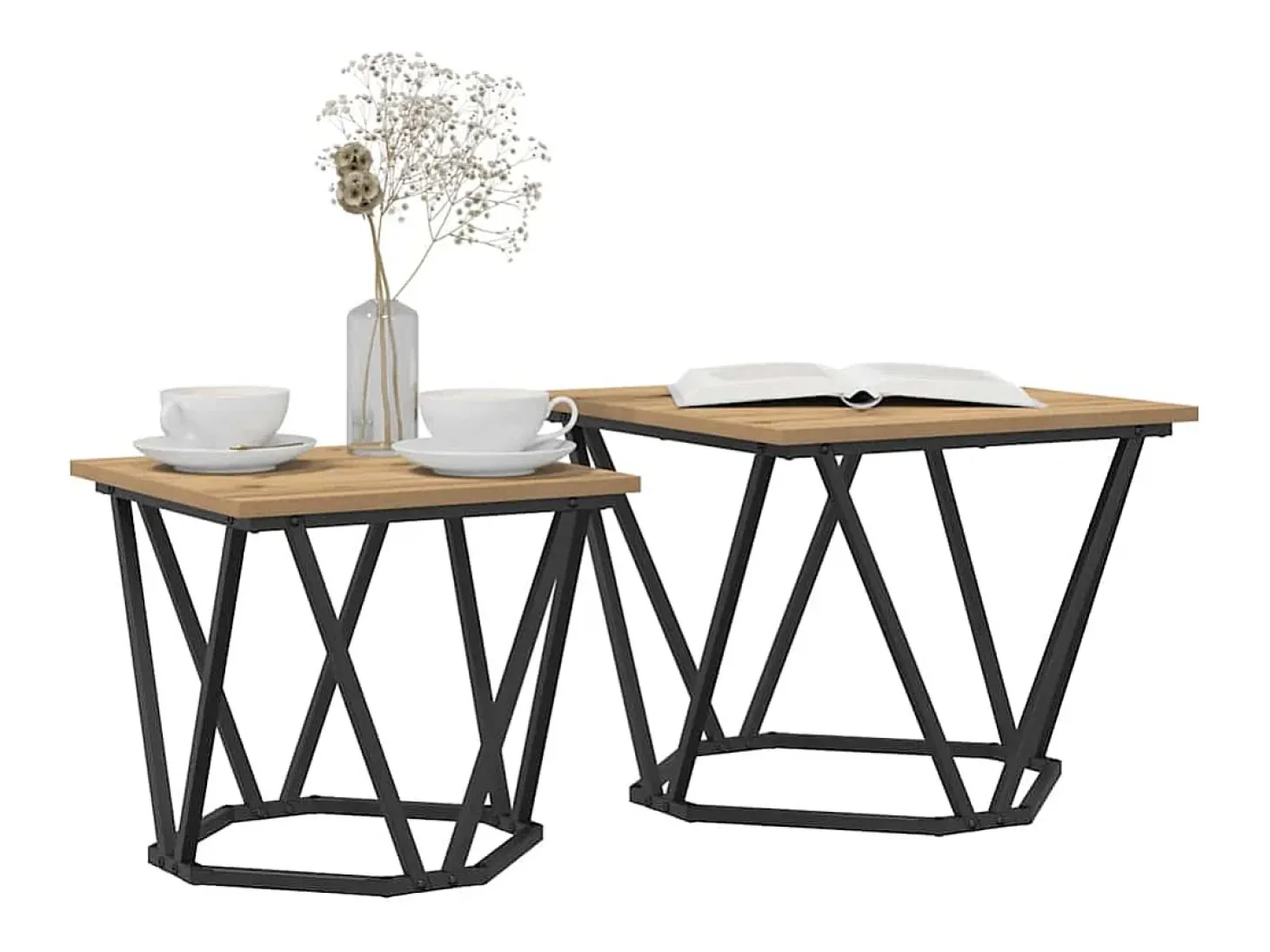 Conjunto de mesas auxiliares 2 piezas Roble artisan