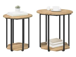 Conjunto de mesas auxiliares 2 piezas Roble Artisan y Negro