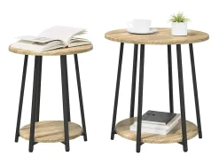 Conjunto de mesas auxiliares 2 piezas Roble Sonoma y Negro