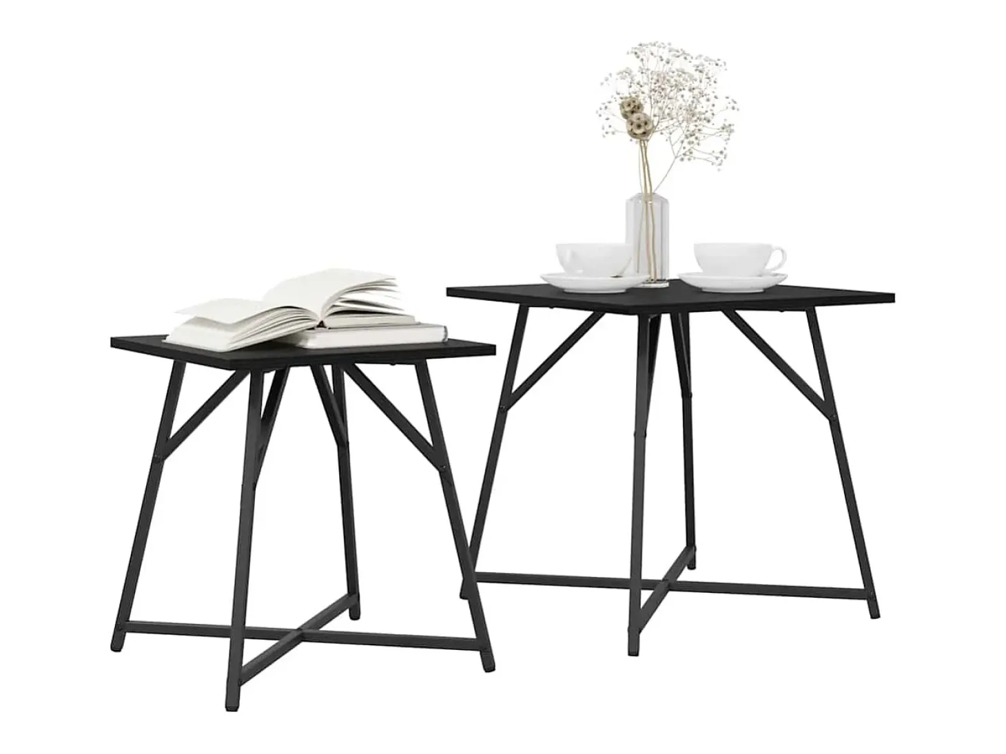 Conjunto de mesas auxiliares 2 piezas Roble negro 50 x 50 x 50 cm