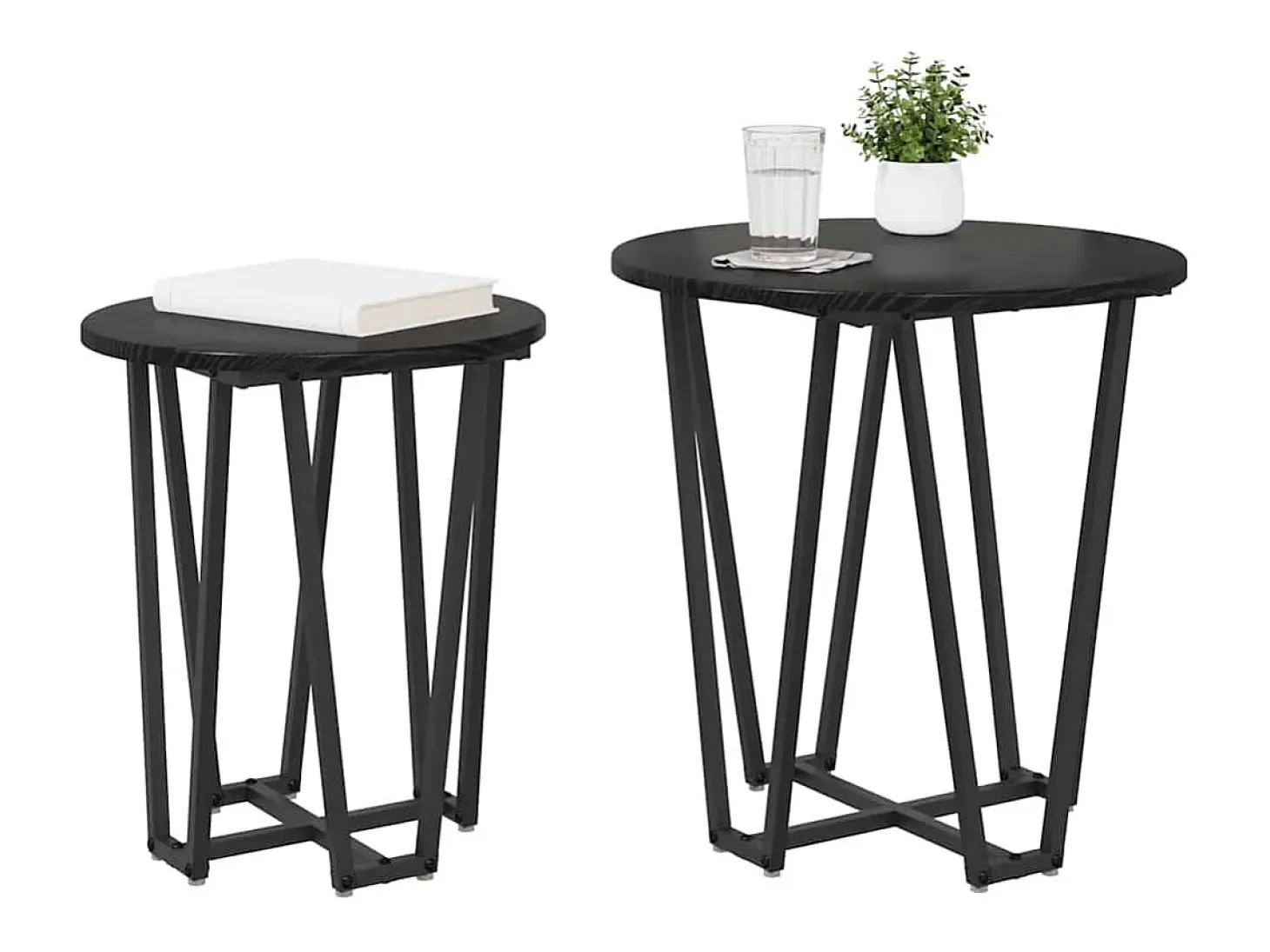 Conjunto de mesas auxiliares 2 piezas Roble negro
