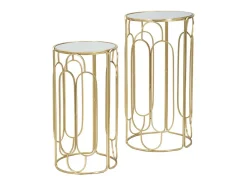 Conjunto de Mesitas Auxiliares VKH555, Oro, 36,5x36,5x70 cm, Kendra Home
