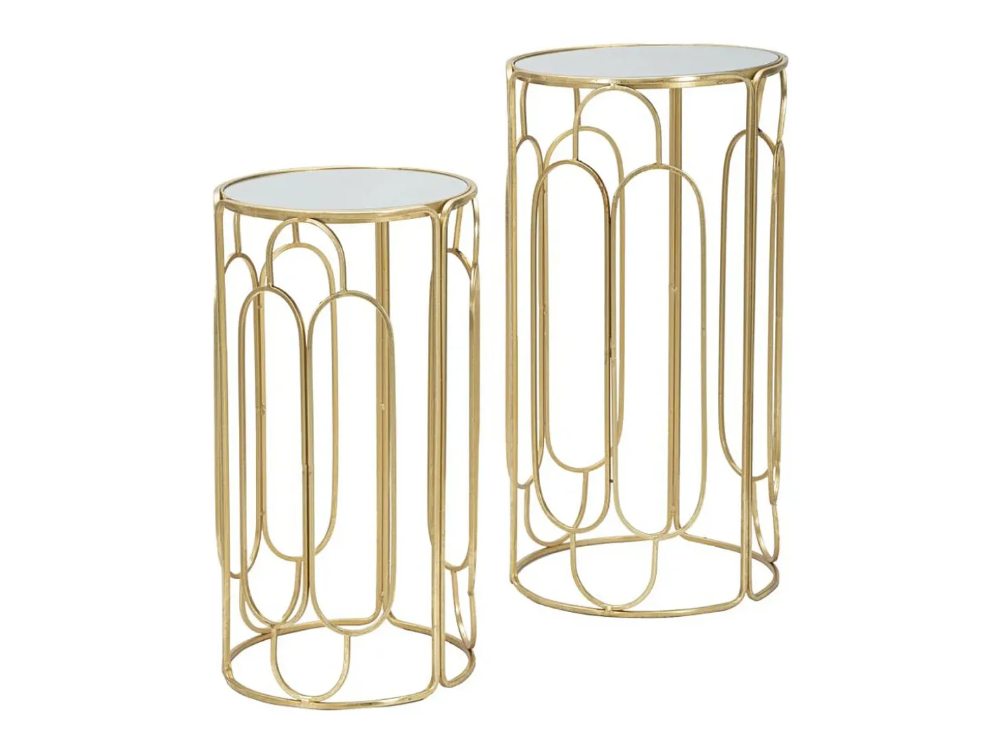Conjunto de Mesitas Auxiliares VKH555, Oro, 36,5x36,5x70 cm, Kendra Home