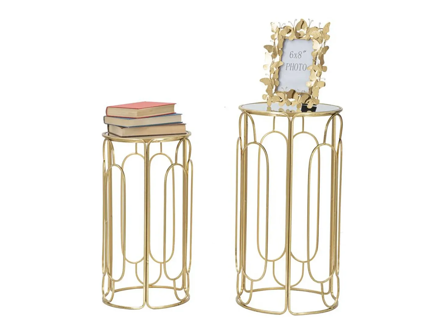 Conjunto de Mesitas Auxiliares VKH555, Oro, 36,5x36,5x70 cm, Kendra Home