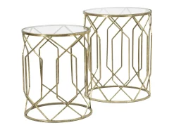 Conjunto de Mesitas Auxiliares VKH561, Oro, 42x42x53 cm, Kendra Home