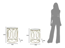Conjunto de Mesitas Auxiliares VKH561, Oro, 42x42x53 cm, Kendra Home