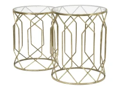 Conjunto de Mesitas Auxiliares VKH561, Oro, 42x42x53 cm, Kendra Home