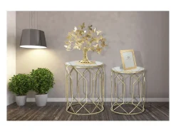 Conjunto de Mesitas Auxiliares VKH561, Oro, 42x42x53 cm, Kendra Home