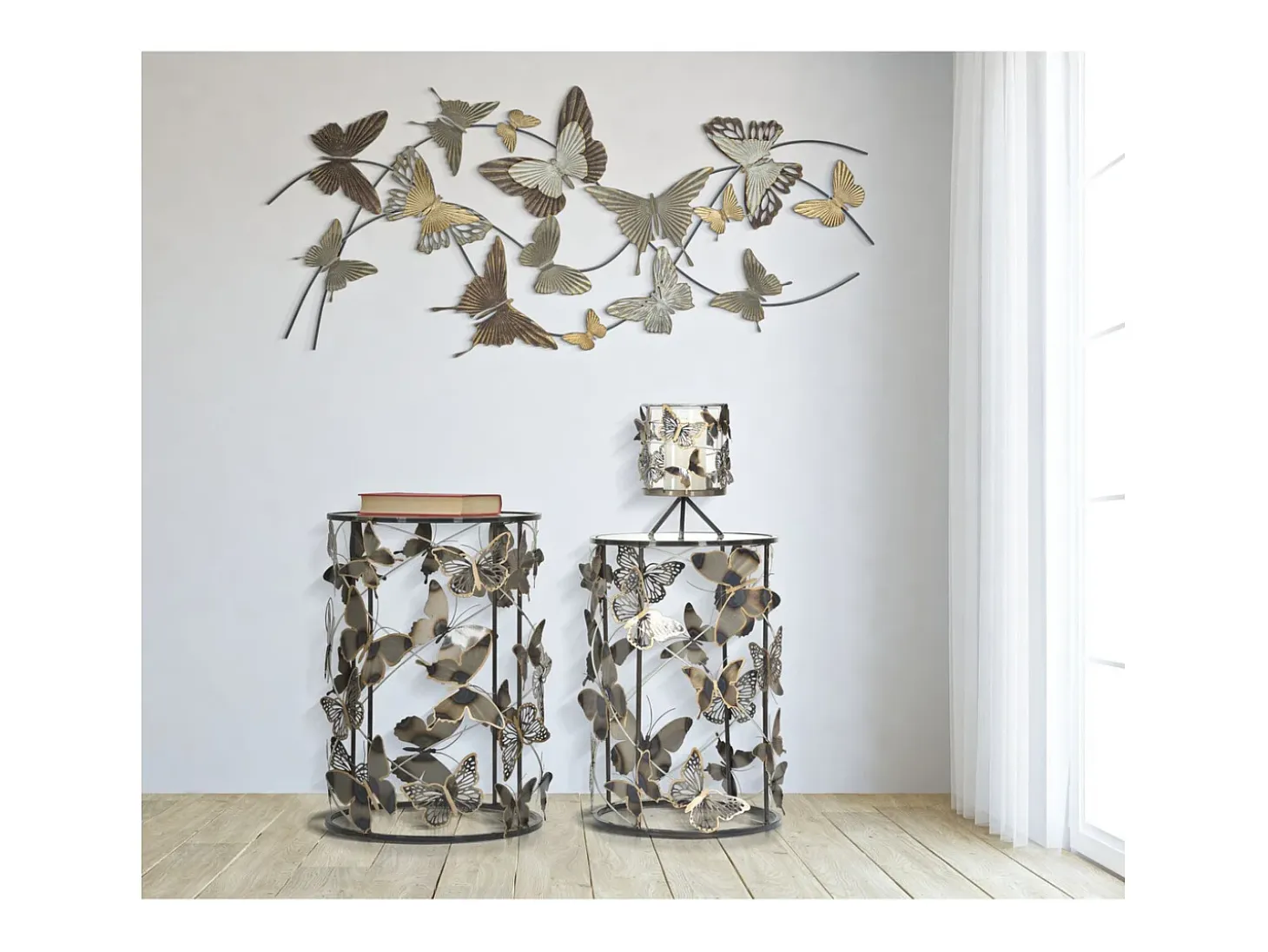 Conjunto de Mesitas Auxiliares Mariposa 34, Multicolor, 41,3x41,3x55 cm, Kendra Home