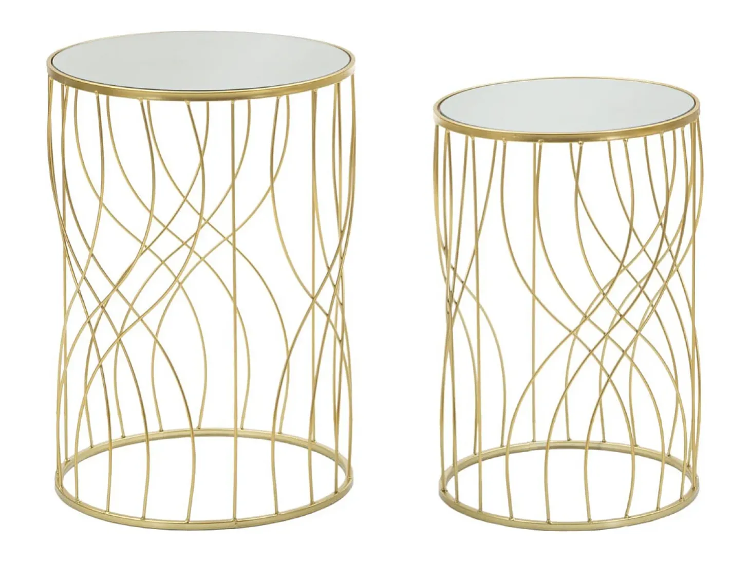 Conjunto de Mesitas Auxiliares VKH545, Oro, 38x38x55 cm, Kendra Home