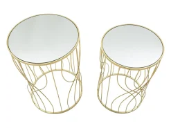 Conjunto de Mesitas Auxiliares VKH545, Oro, 38x38x55 cm, Kendra Home
