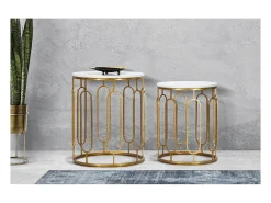 Conjunto de Mesitas Auxiliares VKH535, Oro, 46x46x55 cm, Kendra Home