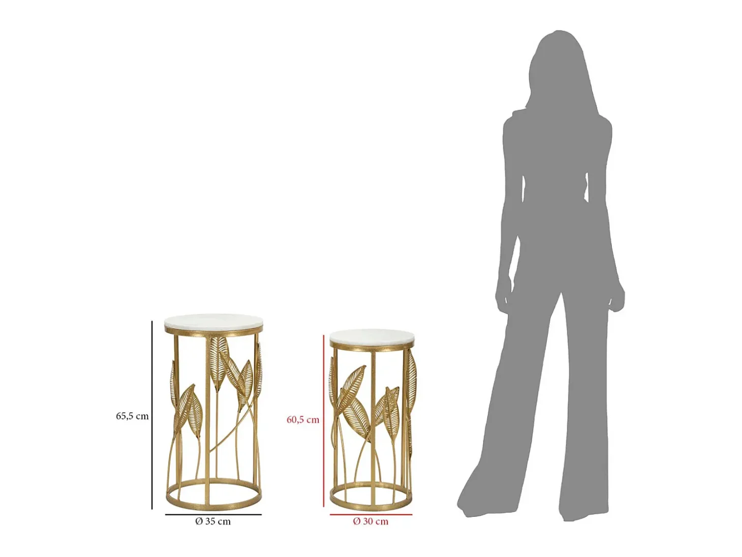 Conjunto de Mesitas Auxiliares Gogli, Oro, 35x35x65,5 cm, Kendra Home