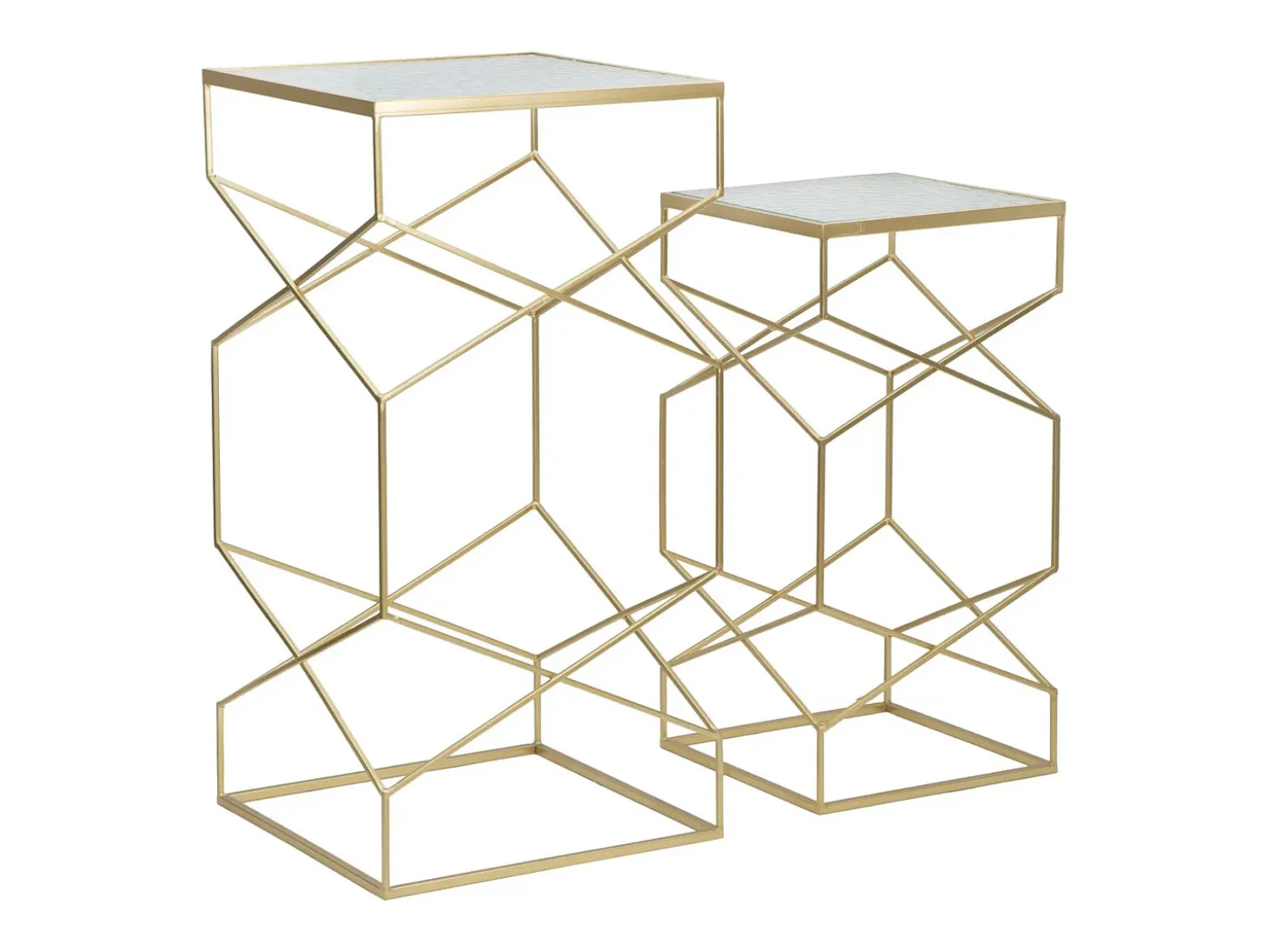 Conjunto de Mesitas Auxiliares VKH595, Oro, 50x50x100 cm, Kendra Home