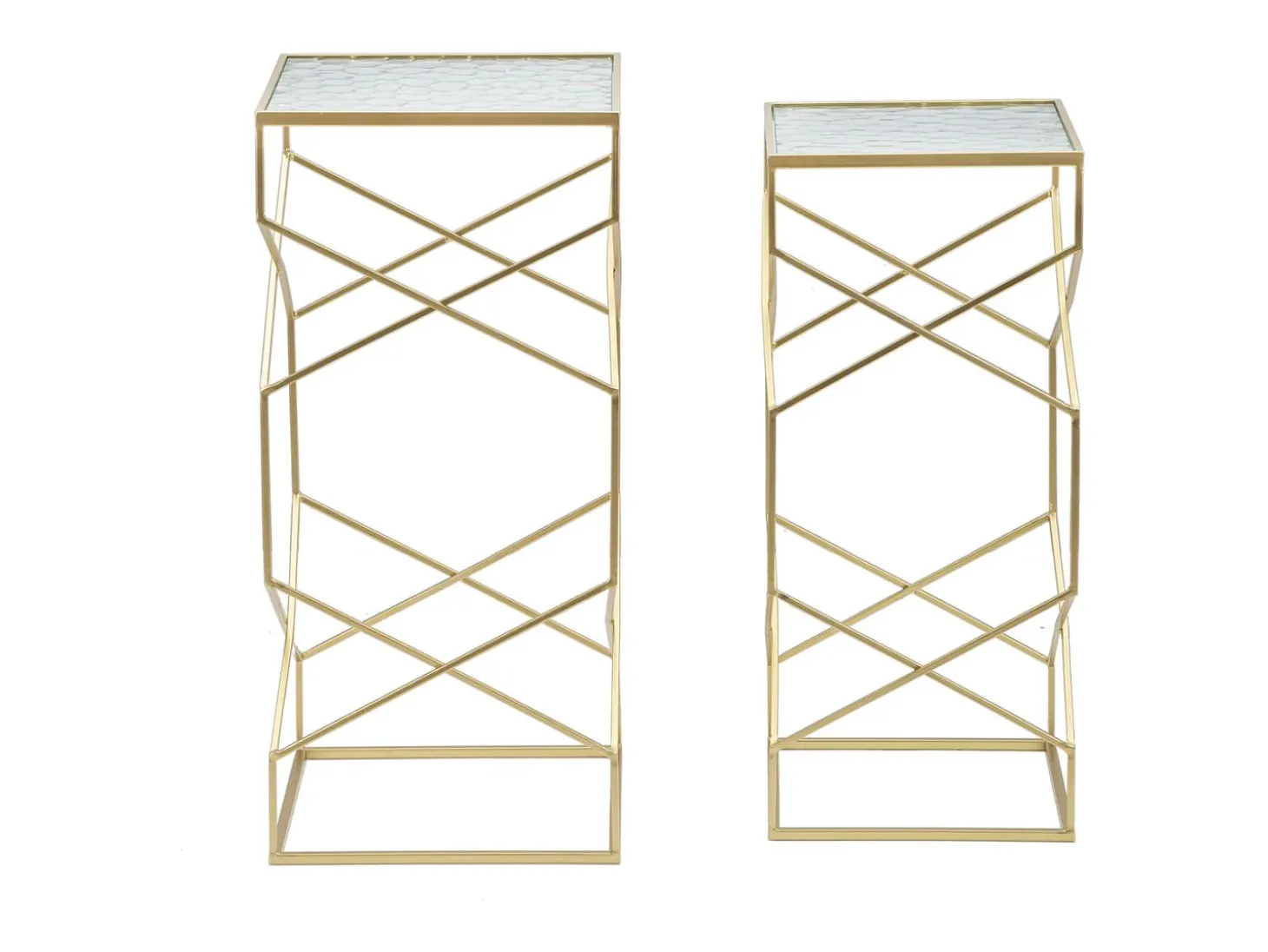 Conjunto de Mesitas Auxiliares VKH565, Oro, 31,5x31,5x68 cm, Kendra Home
