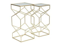 Conjunto de Mesitas Auxiliares VKH565, Oro, 31,5x31,5x68 cm, Kendra Home